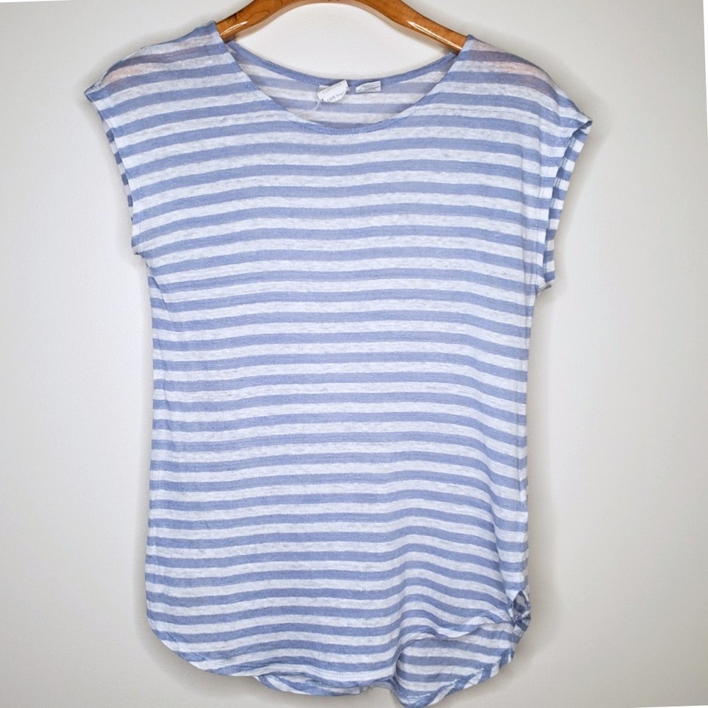 C&C California Linen Striped Top Sz S Sleeveless Boxy Coastal Beachy Boho‎